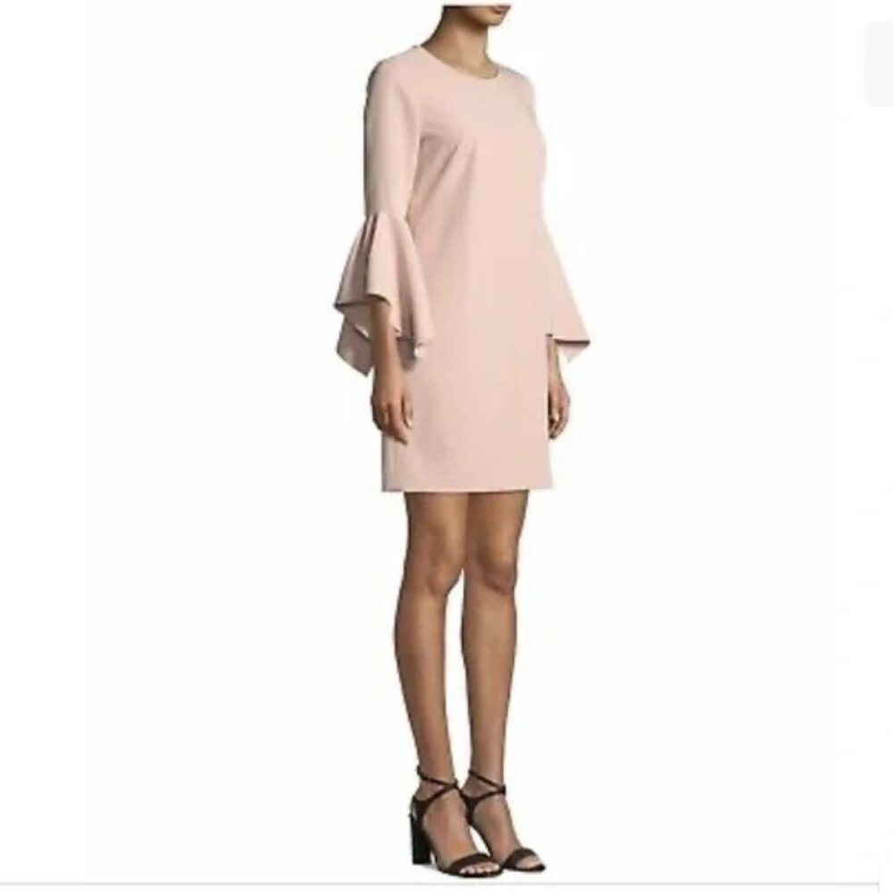 Milly Rachel Italian Cady Bell-Sleeve Shift Dress Blush Pink Size‎ 8